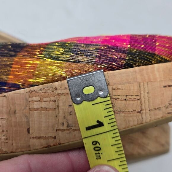 STUART WEITZMAN Jean Winsel Tinsel Metallic Plaid Cork Wedge 9N - Picture 12 of 13